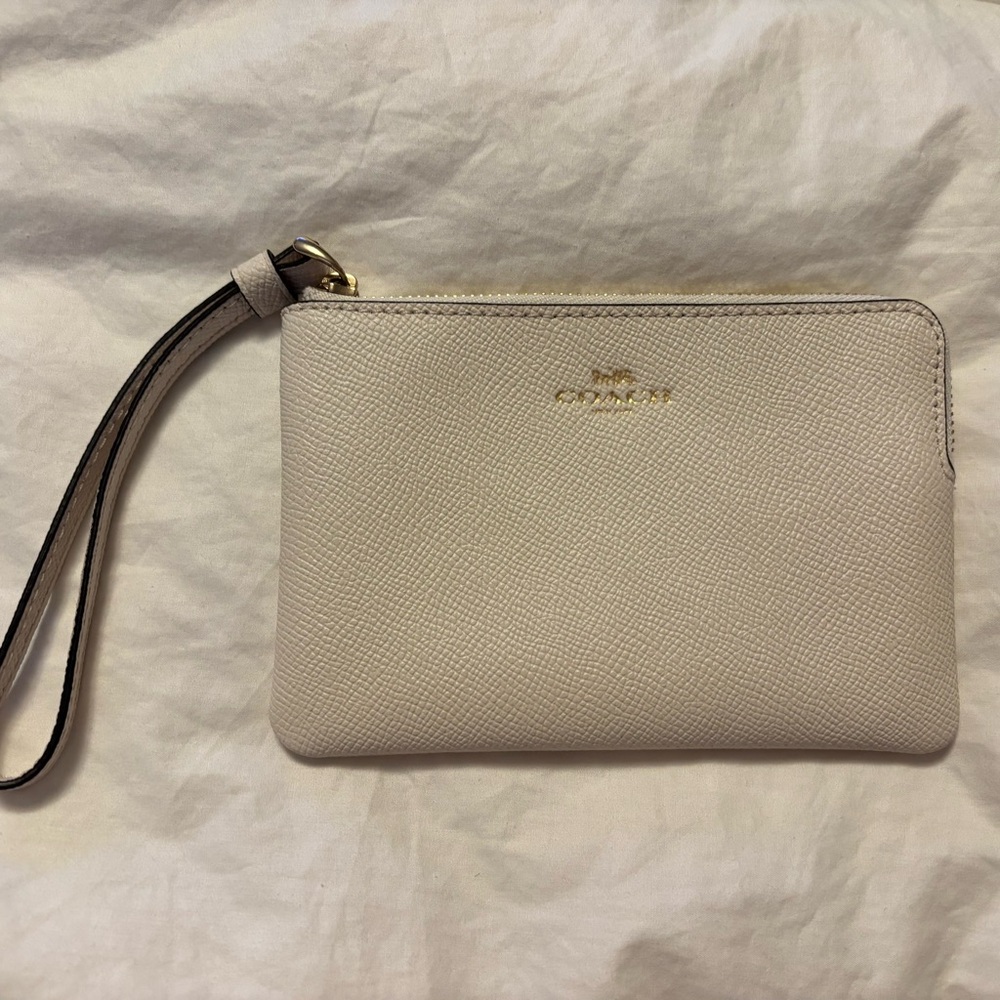 Coach Cream Leather Clutch with Gold Logo